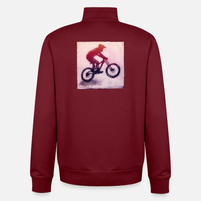 Mountainbiker - handgeschnitzte Druckvorlage - Unisex Organic Zip Sweatshirt von Stanley/Stella - Burgunderrot