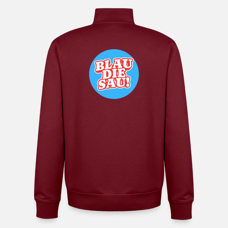 Blue The Sow Logo - Sweat zippé unisexe en coton bio Stanley/Stella - bordeaux