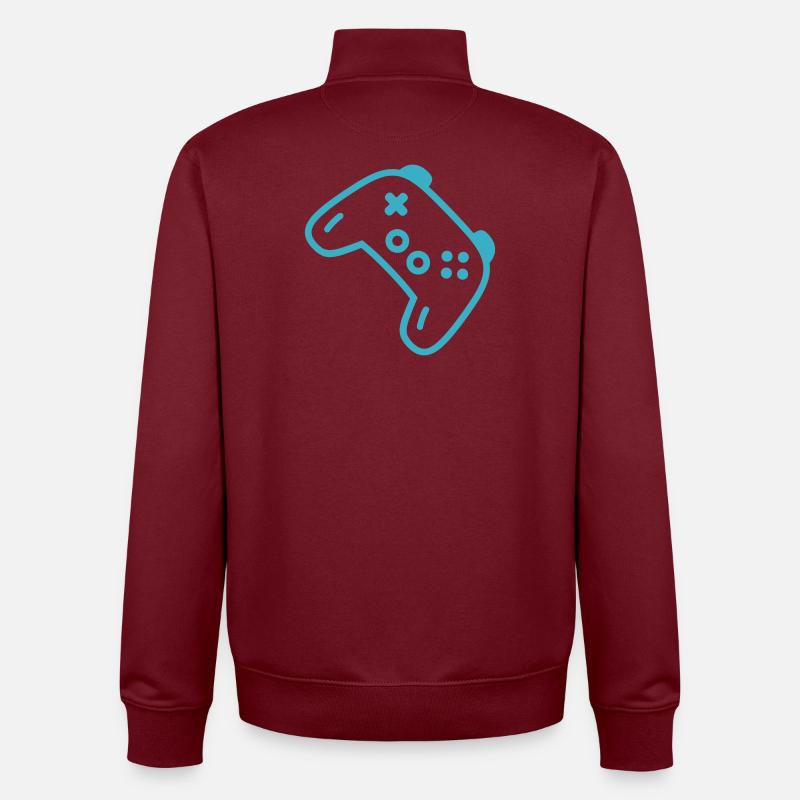 Silhouette de manette turquoise - Sweat zippé unisexe en coton bio Stanley/Stella - bordeaux