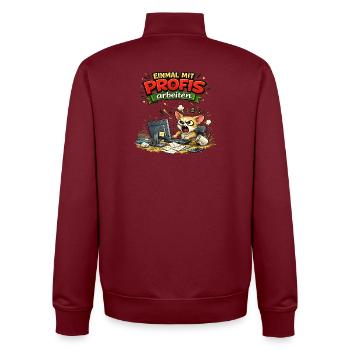 Einmal mit Profis arbeiten - Arbeit Handwerk - Unisex Organic Zip Sweatshirt von Stanley/Stella - Burgunderrot - Hinten - AI Model Male 185 dark (185cm)