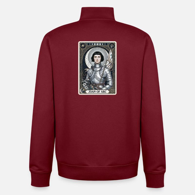 Carte de tarot Jeanne d’Arc - Sweat zippé unisexe en coton bio Stanley/Stella - bordeaux