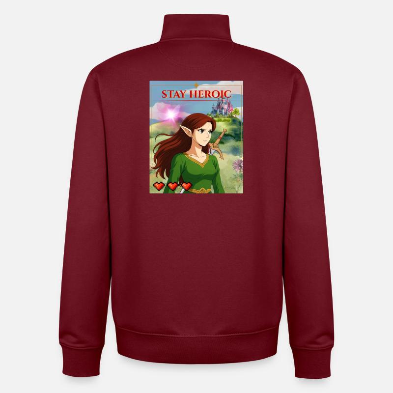 Reste héroïque - Sweat zippé unisexe en coton bio Stanley/Stella - bordeaux