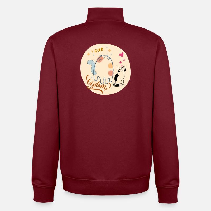 Ich kann es erklären Katzendesign - Unisex Organic Zip Sweatshirt von Stanley/Stella - Burgunderrot