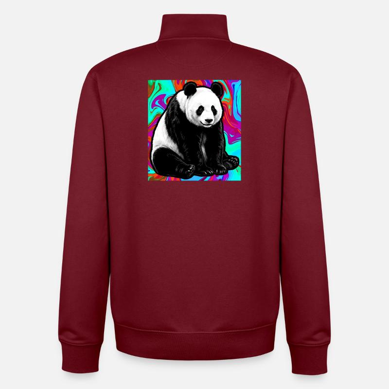 Panda - Unisex Organic Zip Sweatshirt von Stanley/Stella - Burgunderrot
