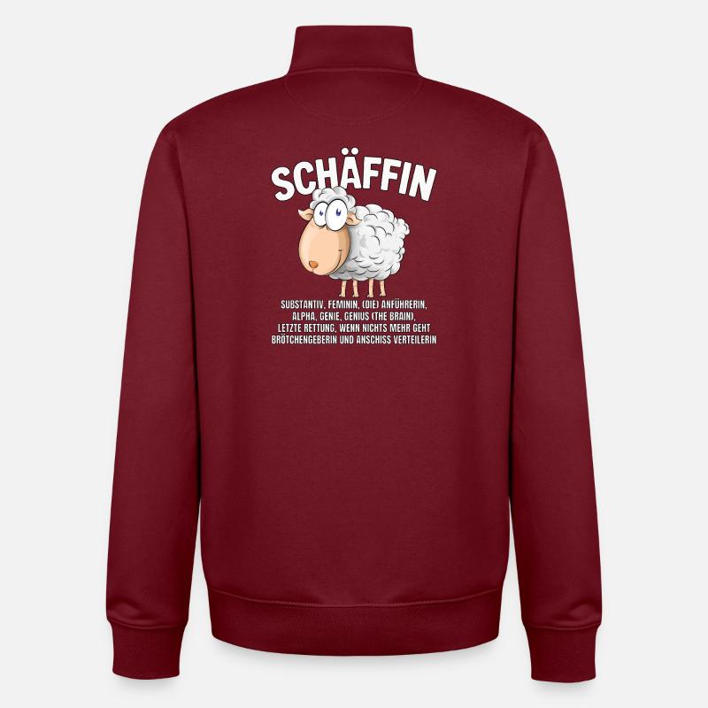 Schäffin - Alpha Schaf als Chefin - Unisex Organic Zip Sweatshirt von Stanley/Stella - Burgunderrot