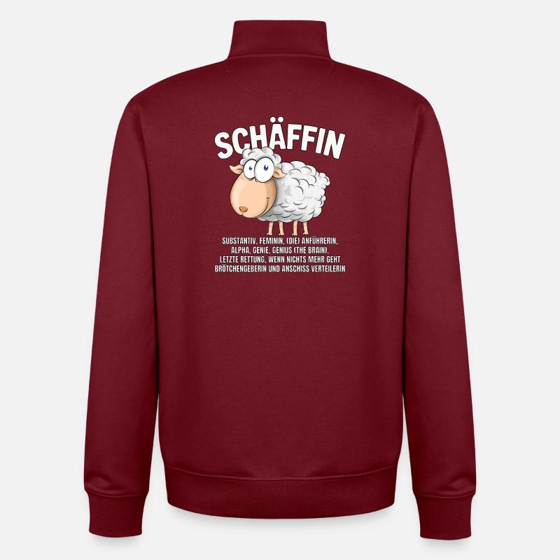 Schäffin - Alpha Schaf als Chefin - Unisex Organic Zip Sweatshirt von Stanley/Stella - Burgunderrot