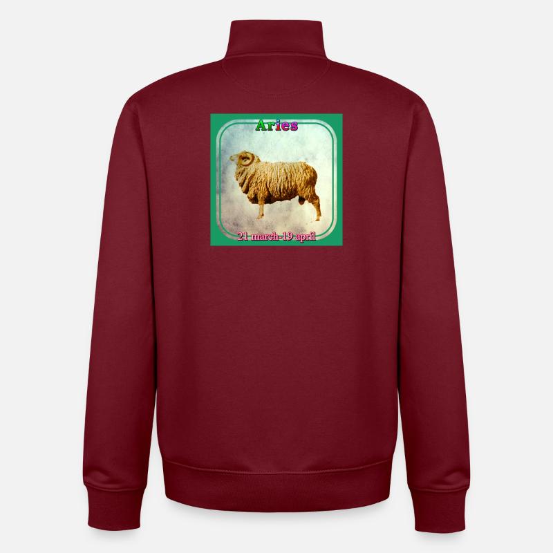 Aries - Unisex Organic Zip Sweatshirt by Stanley/Stella - burgundy