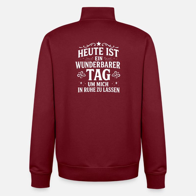 Lass mich in Ruhe Statement Spruch - Unisex Organic Zip Sweatshirt von Stanley/Stella - Burgunderrot