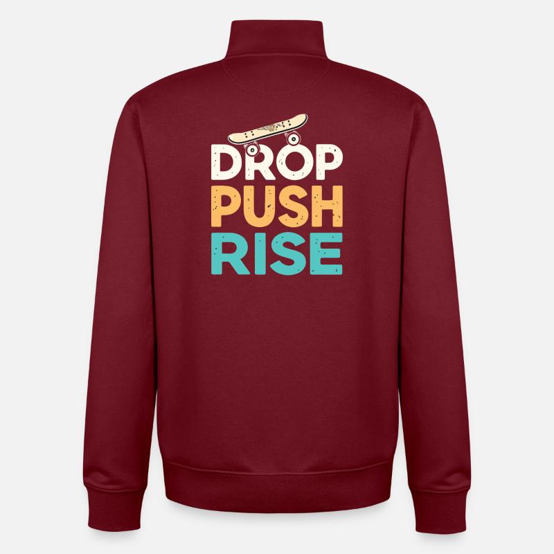 Drop Push Rise Skateboard Rétro - Sweat zippé unisexe en coton bio Stanley/Stella - bordeaux