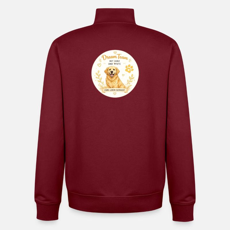 Dream Team - Mit Herz und Pfote - Unisex Organic Zip Sweatshirt von Stanley/Stella - Burgunderrot