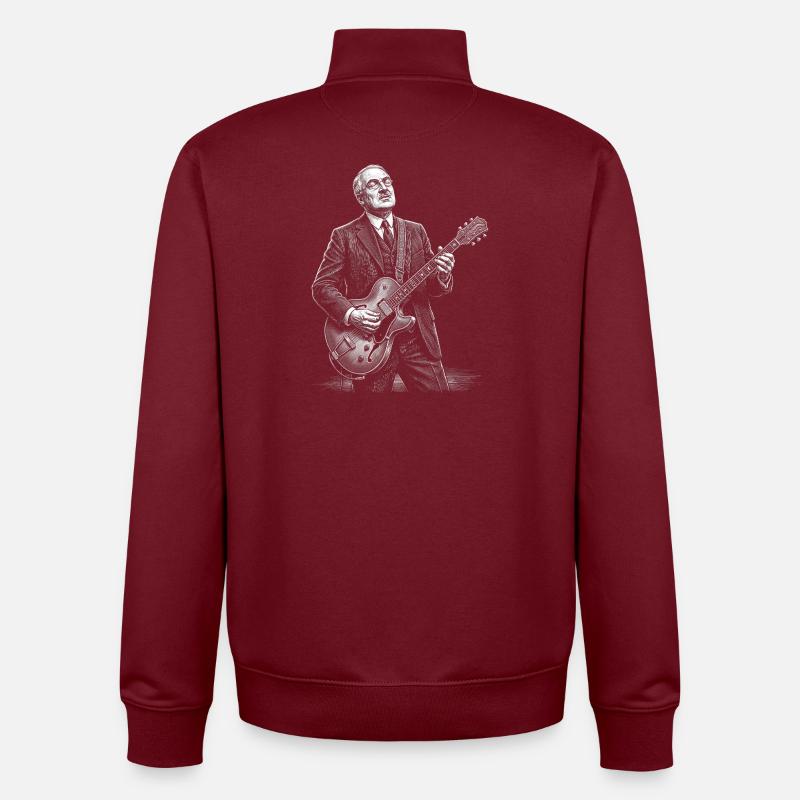 Warren Harding Playing Guitar - Unisex Organic Zip Sweatshirt by Stanley/Stella - burgundy