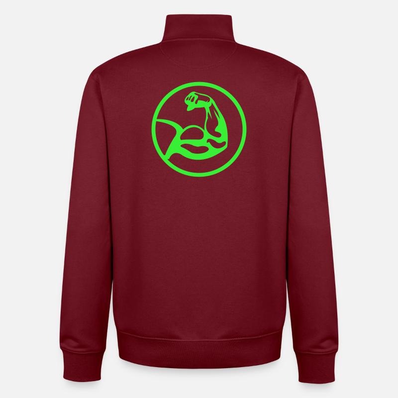 Biceps – Green silhouette - Unisex Organic Zip Sweatshirt by Stanley/Stella - burgundy