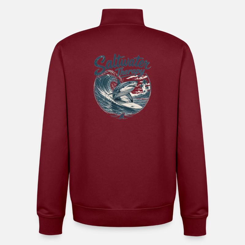 Saltwater Therapy Surfwave - Unisex Organic Zip Sweatshirt by Stanley/Stella - burgundy