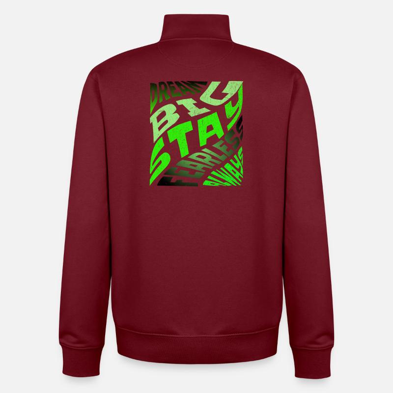 DREAM BIG Neon Typography - Unisex Organic Zip Sweatshirt by Stanley/Stella - burgundy