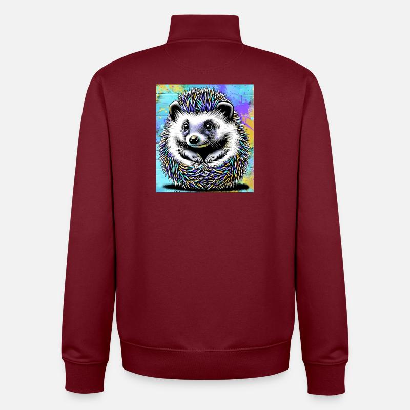 hérisson - Sweat zippé unisexe en coton bio Stanley/Stella - bordeaux