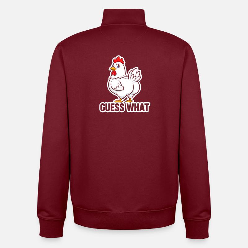 Devine quoi, t-shirt Poulet Cartoon - Sweat zippé unisexe en coton bio Stanley/Stella - bordeaux