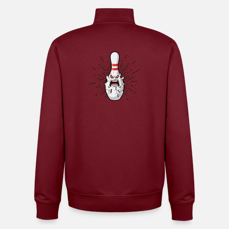 Quille de bowling en colère - Sweat zippé unisexe en coton bio Stanley/Stella - bordeaux