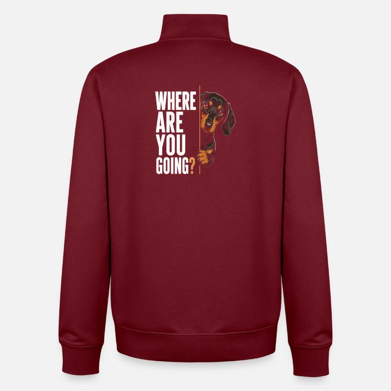 Where Are You Going? Hundeblick - Unisex Organic Zip Sweatshirt von Stanley/Stella - Burgunderrot