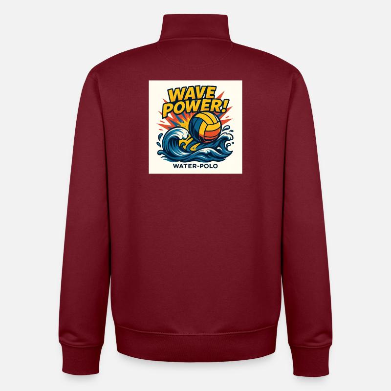 Vague Power Water Polo - Sweat zippé unisexe en coton bio Stanley/Stella - bordeaux