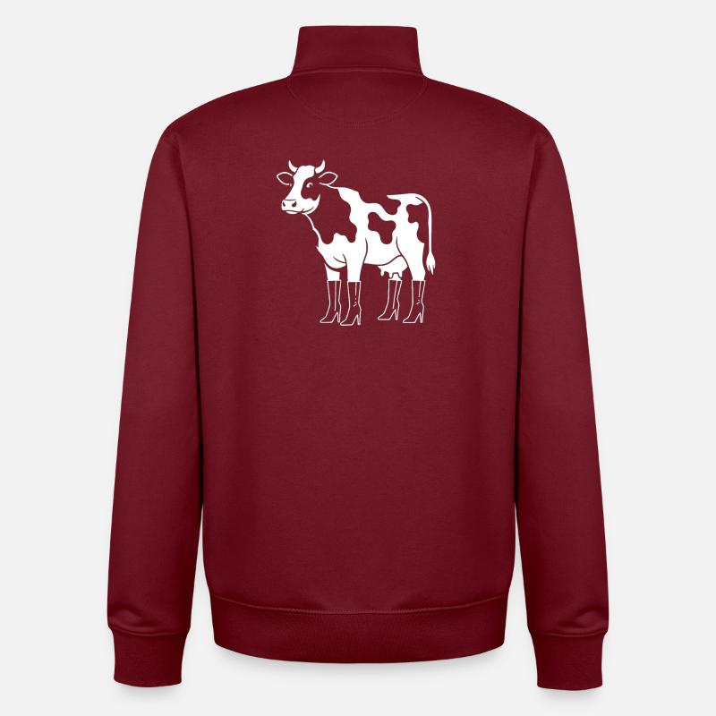 Cow with boot outline - Unisex Organic Zip Sweatshirt by Stanley/Stella - burgundy