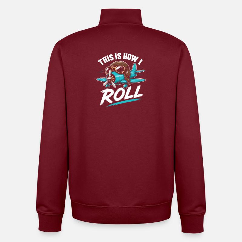 Propellerflugzeug Roll Spruch - Unisex Organic Zip Sweatshirt von Stanley/Stella - Burgunderrot