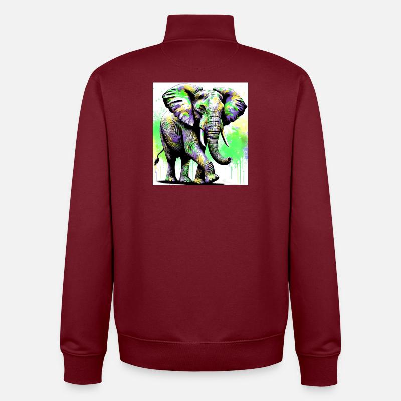 éléphant - Sweat zippé unisexe en coton bio Stanley/Stella - bordeaux