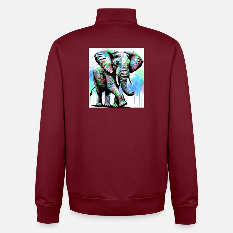 Elefant - Unisex Organic Zip Sweatshirt von Stanley/Stella - Burgunderrot