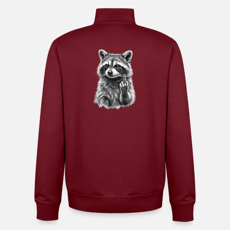 grumpy raccoon - Sweat zippé unisexe en coton bio Stanley/Stella - bordeaux