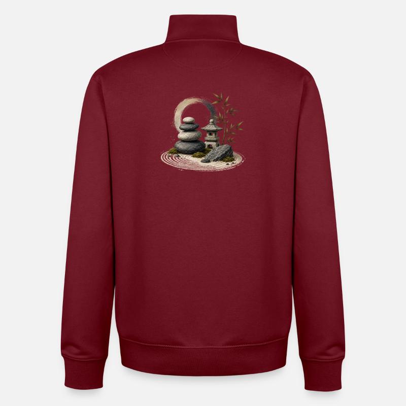 Tranquillité du Jardin Zen - Sweat zippé unisexe en coton bio Stanley/Stella - bordeaux