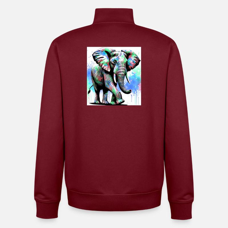 Elefant - Unisex Organic Zip Sweatshirt von Stanley/Stella - Burgunderrot