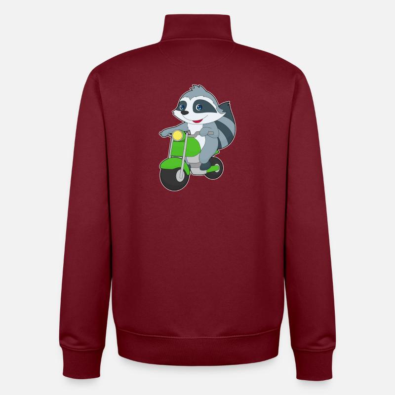 Waschbär Motorroller - Unisex Organic Zip Sweatshirt von Stanley/Stella - Burgunderrot