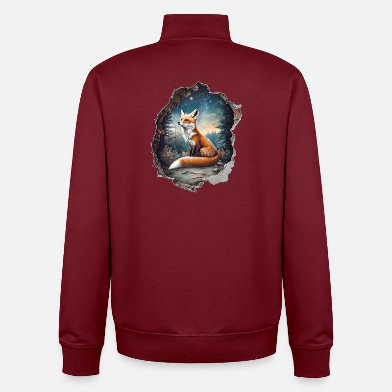 Fox Star Forest - Unisex Organic Zip Sweatshirt by Stanley/Stella - burgundy