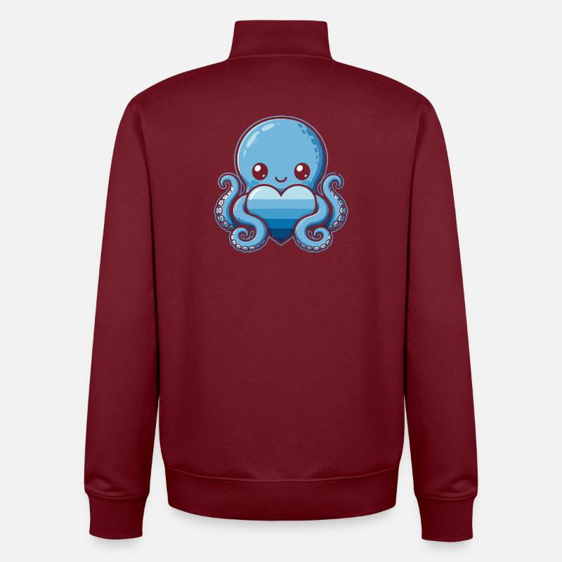 Blauer Herz-Octopus - Unisex Organic Zip Sweatshirt von Stanley/Stella - Burgunderrot