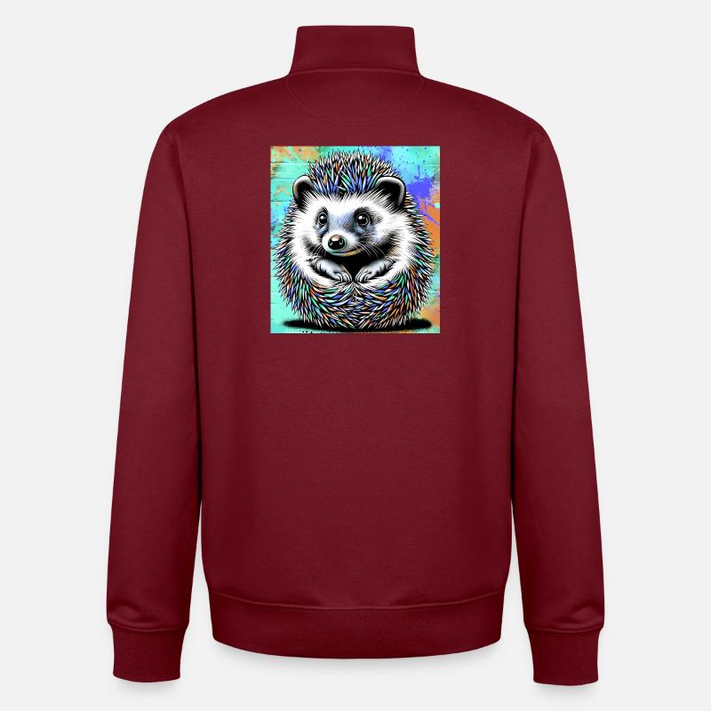 hérisson - Sweat zippé unisexe en coton bio Stanley/Stella - bordeaux