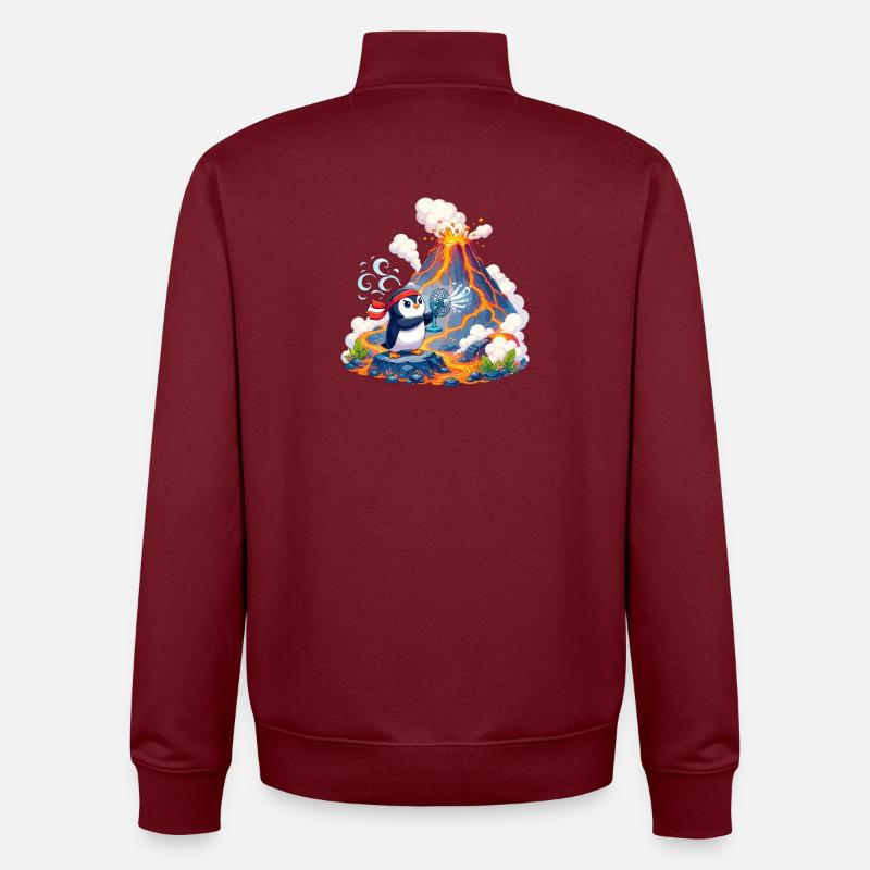 Lava-Pinguin mit Ventilator - Unisex Organic Zip Sweatshirt von Stanley/Stella - Burgunderrot