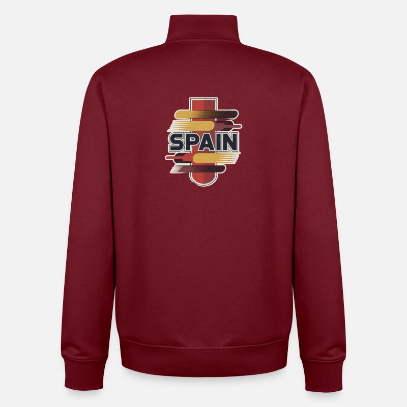 Espagne - Sweat zippé unisexe en coton bio Stanley/Stella - bordeaux
