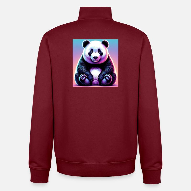 panda - Sweat zippé unisexe en coton bio Stanley/Stella - bordeaux