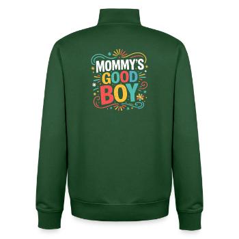 Mommy's Good Boy - Mother Son Good Boy - Unisex Organic Zip Sweatshirt by Stanley/Stella - bottle green - Back - AI Model Male 185 dark (185cm)