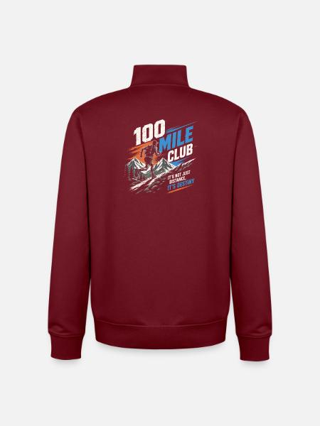 Trail Running - 100 Mile Club - Unisex Organic Zip Sweatshirt by Stanley/Stella - burgundy