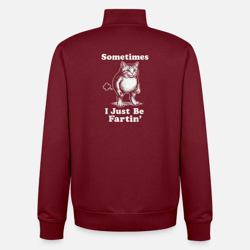 Parfois, le chat pète - Sweat zippé unisexe en coton bio Stanley/Stella - bordeaux