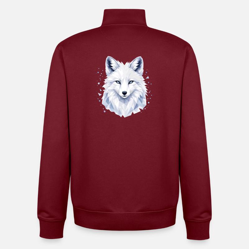Arctic Fox Polygon Design - Unisex Organic Zip Sweatshirt by Stanley/Stella - burgundy