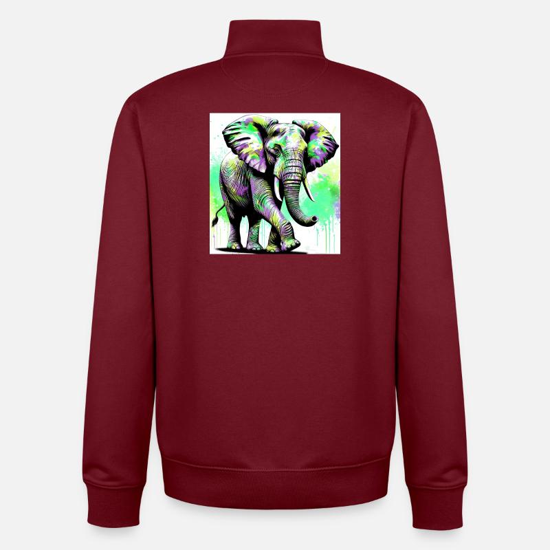 éléphant - Sweat zippé unisexe en coton bio Stanley/Stella - bordeaux