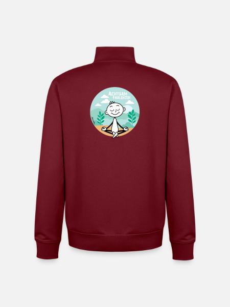 Achtsam - Faulenzen.Beruhigendes Yoga Motiv. Rund. - Unisex Organic Zip Sweatshirt von Stanley/Stella - Burgunderrot