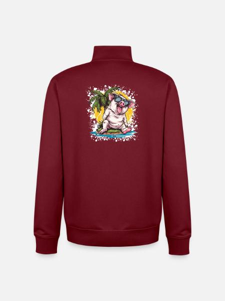 Pig Summer Comic - Unisex Organic Zip Sweatshirt by Stanley/Stella - burgundy