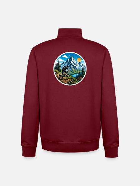 Mountain biking in the mountains - Unisex Organic Zip Sweatshirt by Stanley/Stella - burgundy