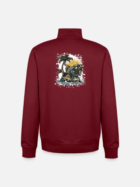 Piranha Fish Summer Holiday - Unisex Organic Zip Sweatshirt by Stanley/Stella - burgundy