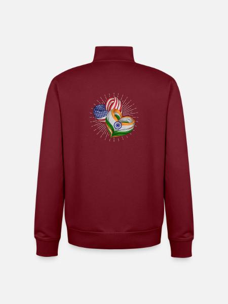 Amitié entre les États-Unis et l’Inde - Sweat zippé unisexe en coton bio Stanley/Stella - bordeaux