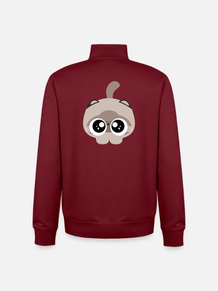 Big-Eyed Kitten Sparkle - Unisex Organic Zip Sweatshirt by Stanley/Stella - burgundy