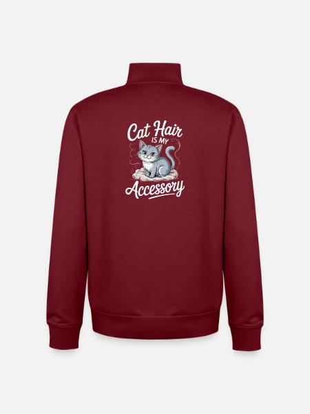 Cat Hair Is My Accessory - Unisex Organic Zip Sweatshirt by Stanley/Stella - burgundy