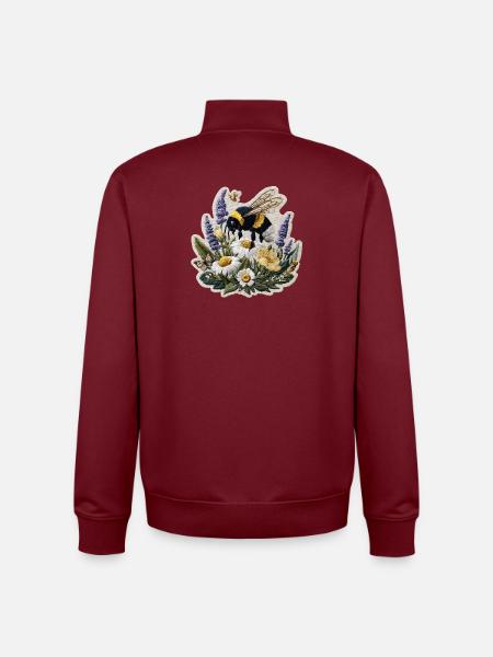 Biene im Blumenfeld Patch - Unisex Organic Zip Sweatshirt von Stanley/Stella - Burgunderrot